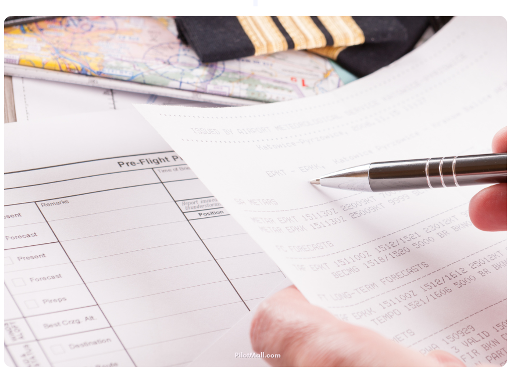 A pilot doing their flight planning