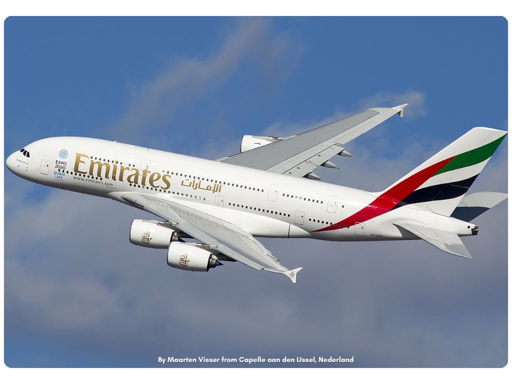 Emirates Airbus A380 By Maarten Visser from Capelle aan den IJssel