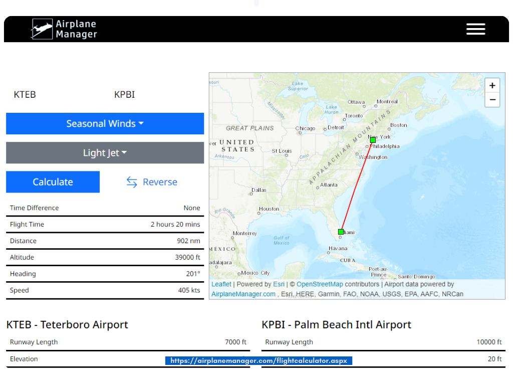 Airplane Manager Flgiht Time Calculator