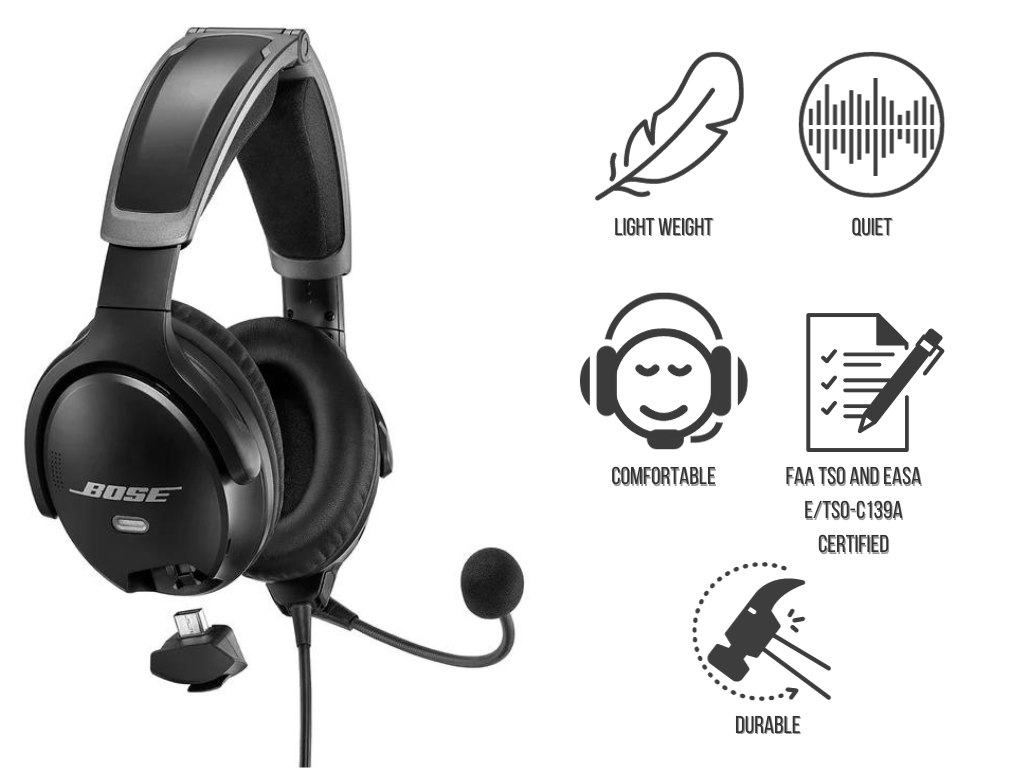 Bose A30 Aviation Headset With BlueTooth Details - Pilot Mall