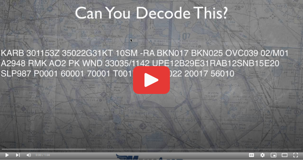 Você pode decodificar este METAR? - Treinamento de voo MzeroA