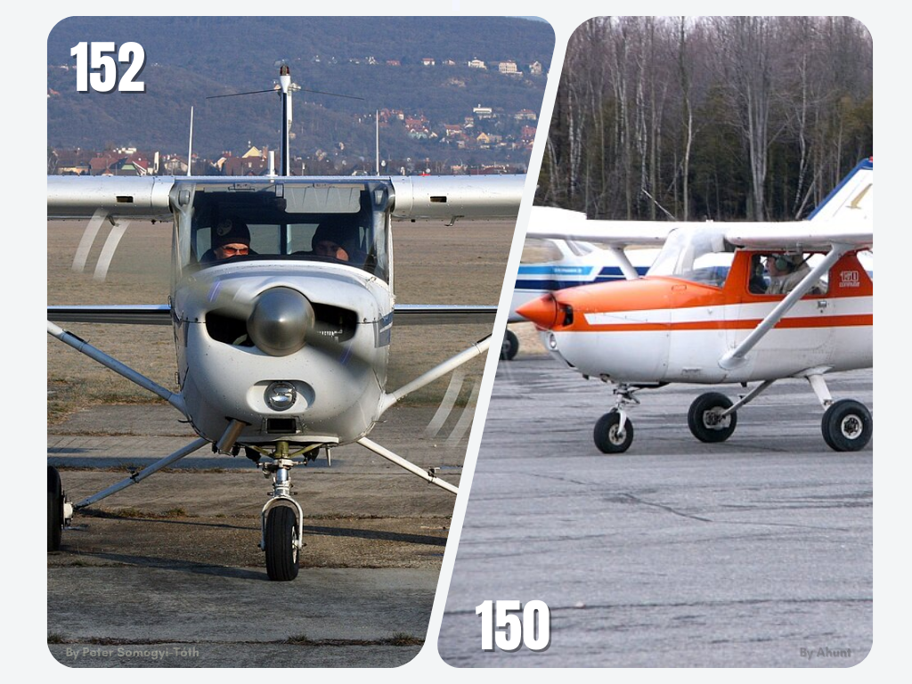 Imágenes de Cessna 152 y 150 de Peter Somogyi-Tóth (izquierda) y Ahunt (derecha)