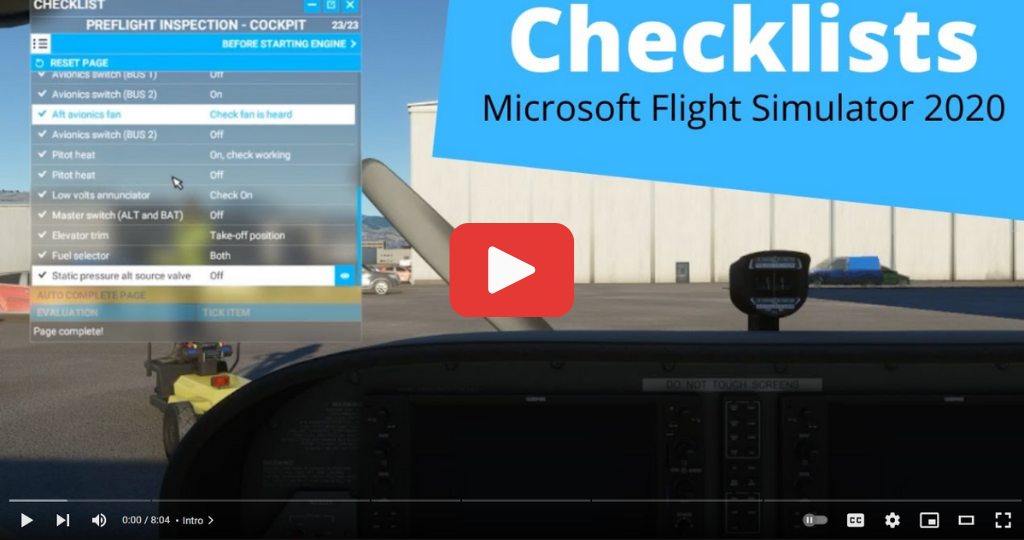 Checklists - Microsoft Flight Simulator 2020 - YouTube Video