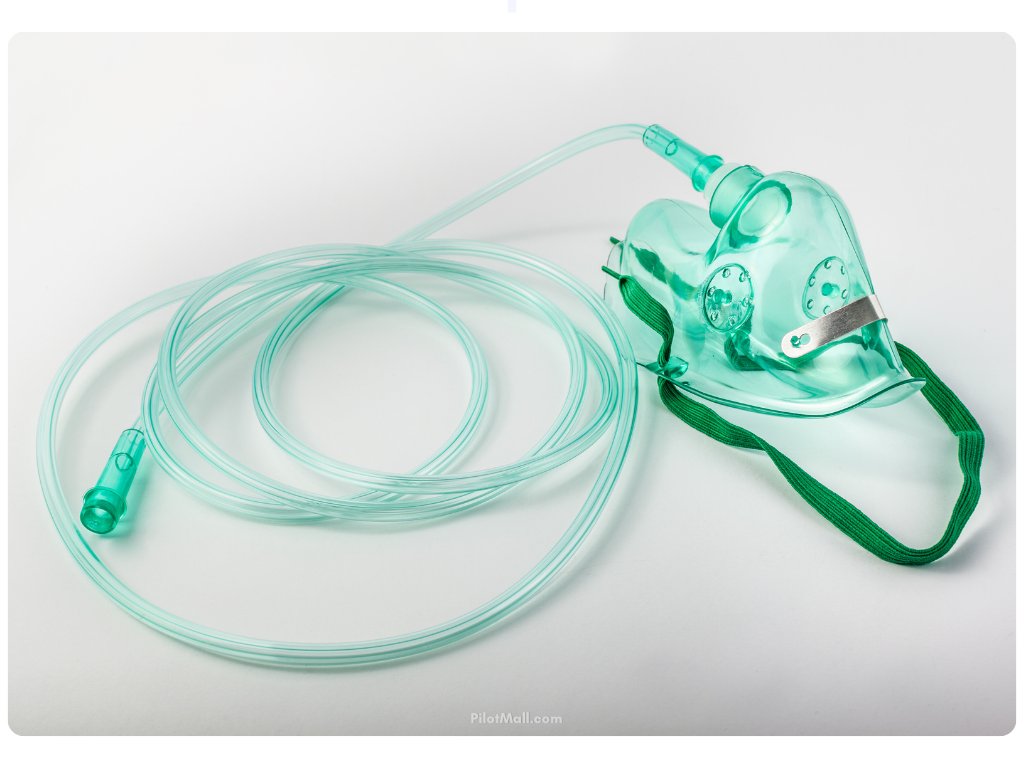 Close up of an oxygen mask with tubing
