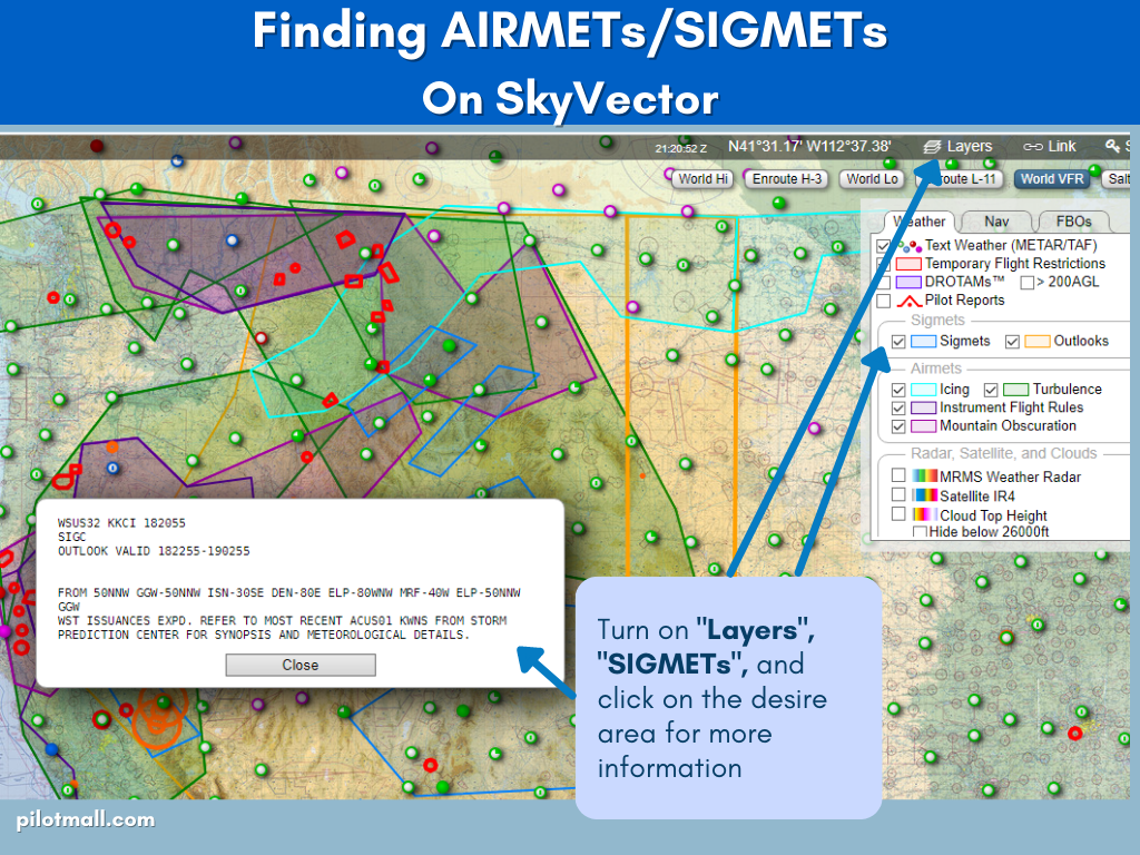 Finding AIRMET SIGMETs on SkyVector - Pilot Mall