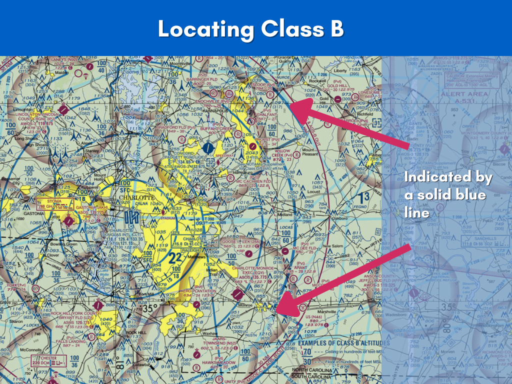 Localización del espacio aéreo de clase B en una carta - Pilot Mall