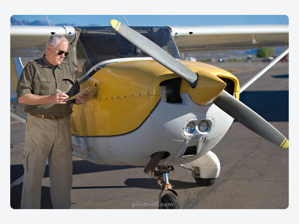 Man Going Over his Checklist - Pilot Mall