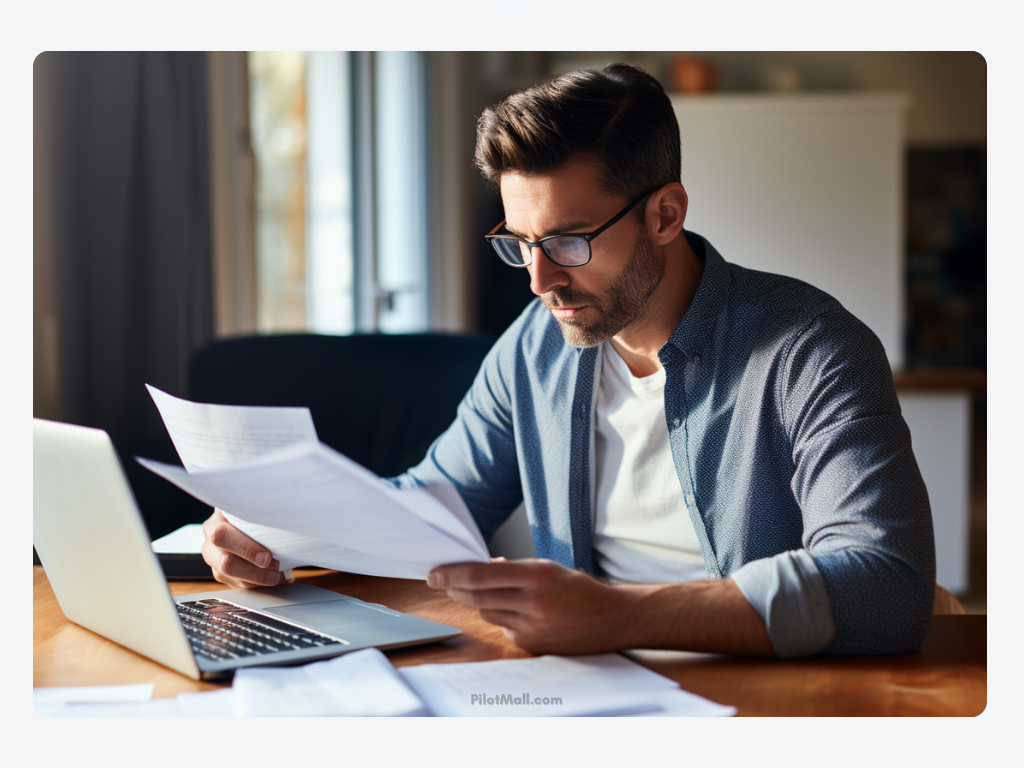 Man in his 30s studying at table - Pilot Mall