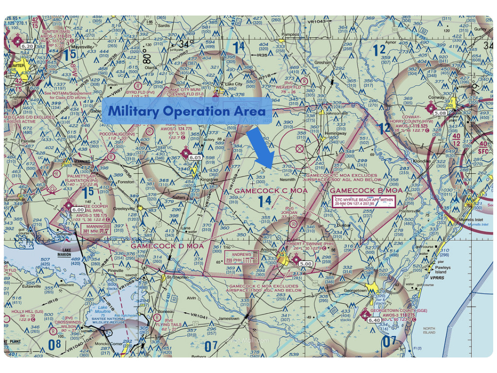 Military Operation Area on Sectional Chart - Pilot Mall