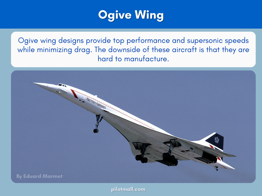 Ala de ojiva: explicación de los tipos de alas de avión
