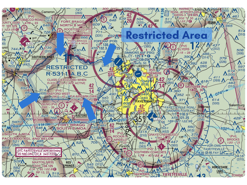 Restricted Area on a Sectional Chart - Pilot Mall