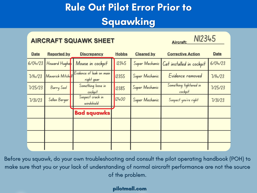 Rule of Pilot Error Prior to Squawking - Pilot Mall