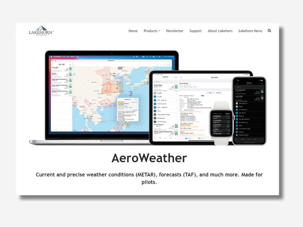 AeroWeather App Website Screenshot