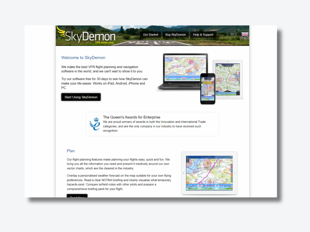 SkyDemon App Website Screenshot