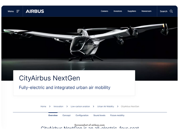 Screenshot of airbus.com website