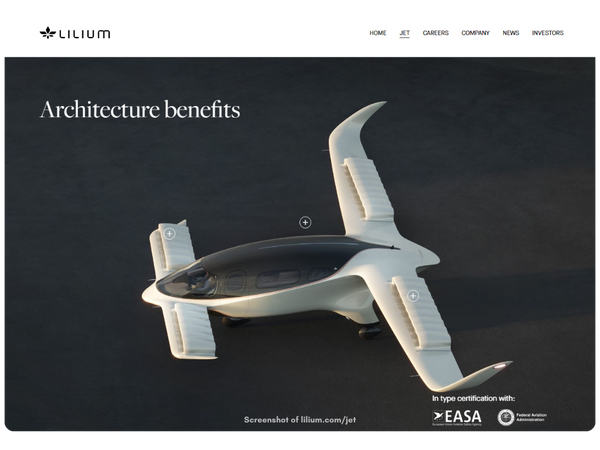 Screenshot of lilium.com website