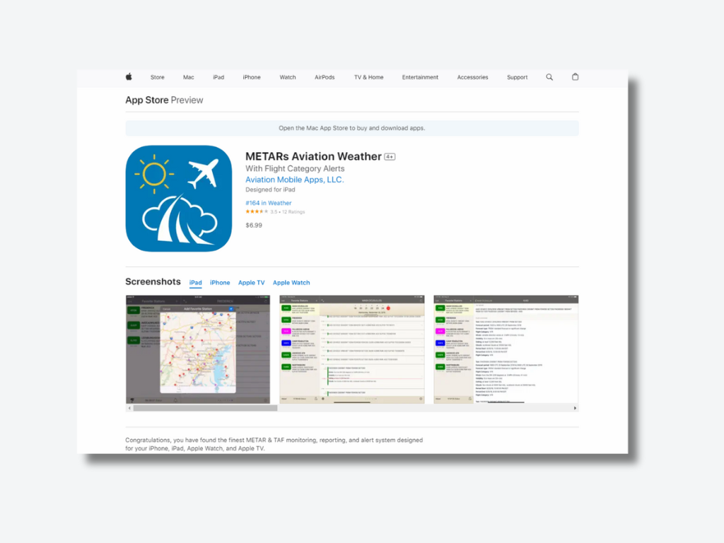 METARs Aviation Weather App Site Screenshot