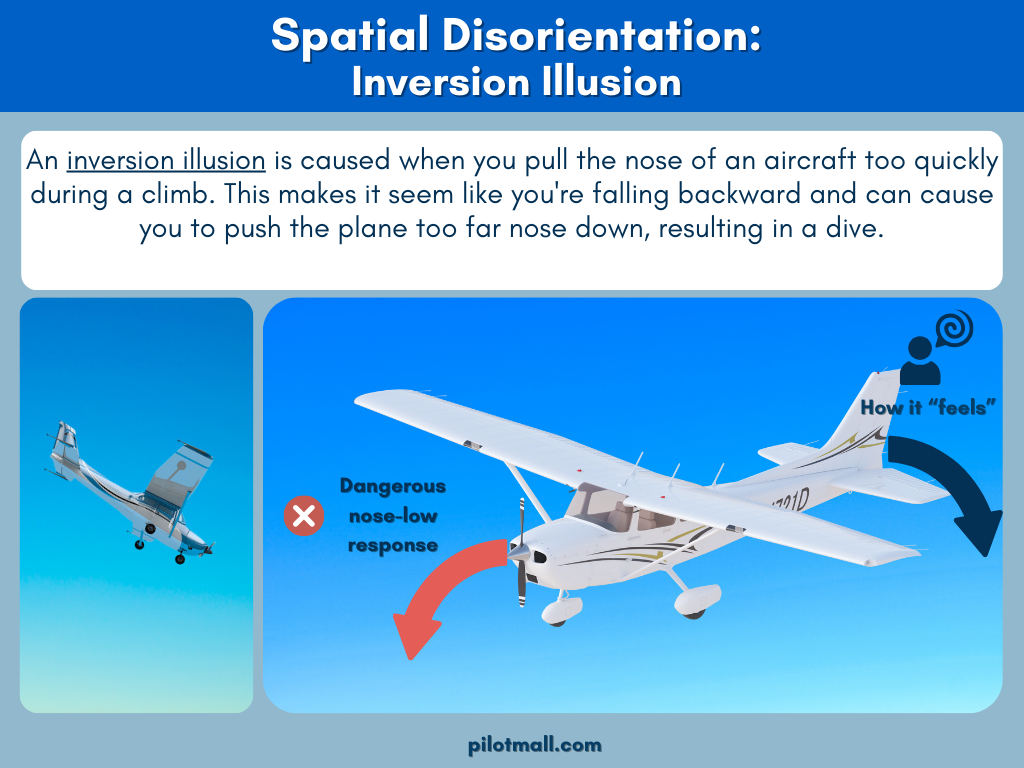 Spatial Disorientation: An inversion illusion is caused when you pull the nose of an aircraft too quickly during a climb  - Pilot Mall