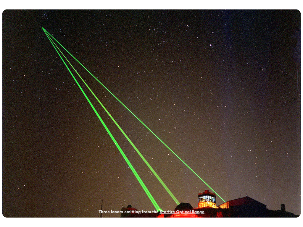 Three lasers emitting from the Starfire Optical Range