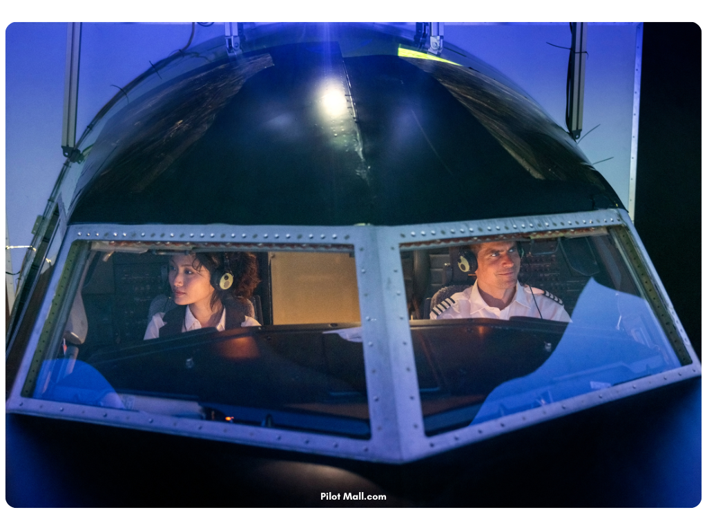 Dos pilotos en la cabina, vista desde fuera - Pilot Mall