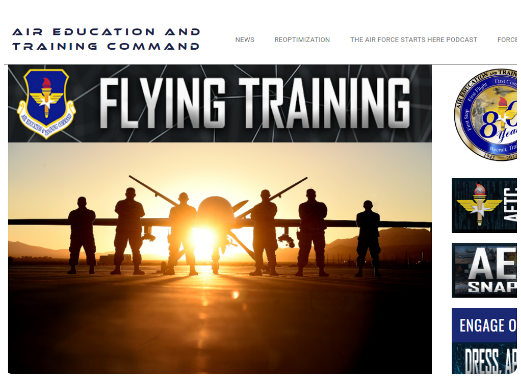 United States Military Flight Training Website Screenshot