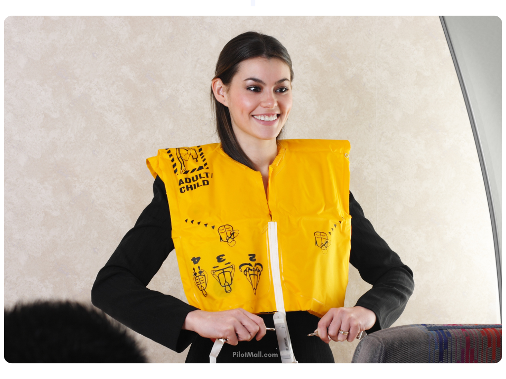 Woman Demonstrating How to use a Life Vest