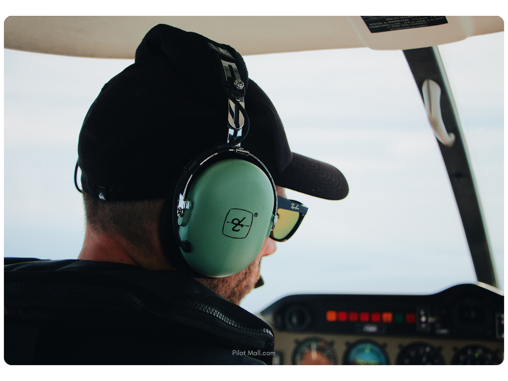 close up of a pilot wearing a david clark headset - Pilot Mall