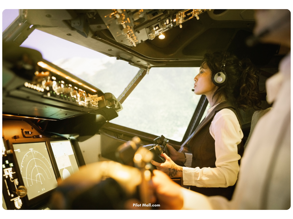 Primer oficial en la cabina del avión - Pilot Mall