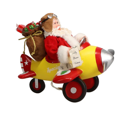 Santa in a Plane Ornament