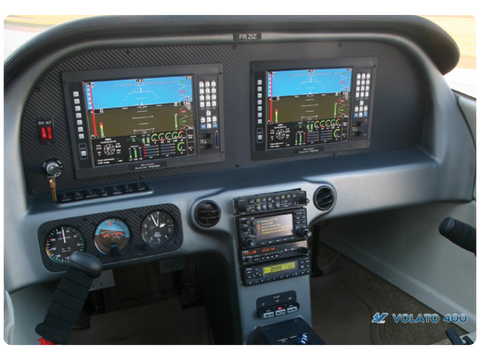 The interior instrument panel from cockpit of the Veloce 400