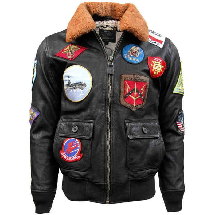 Chaqueta bomber de cuero oficial G-1 de Top Gun