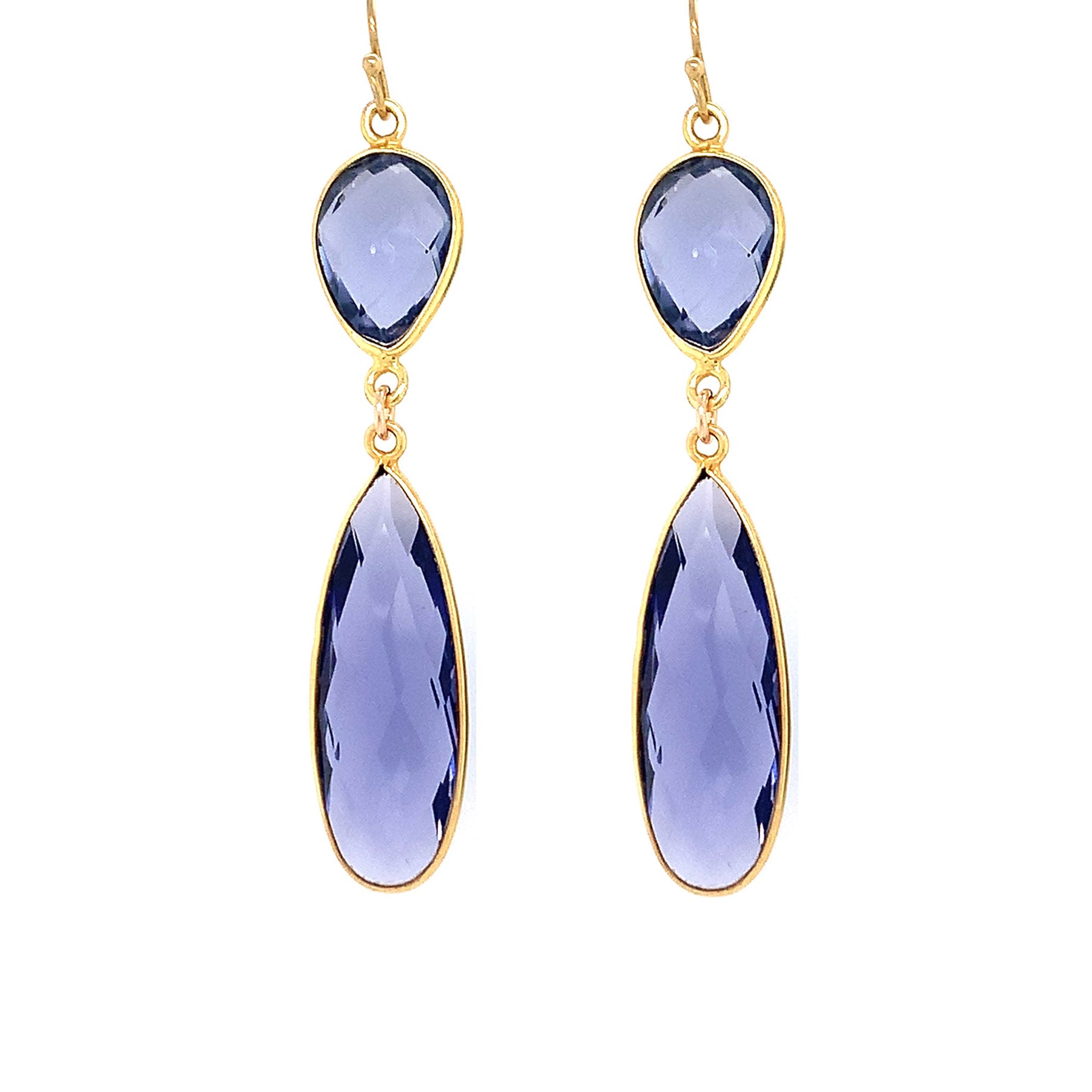 Iolite Regal Double Earring Drops, Gold