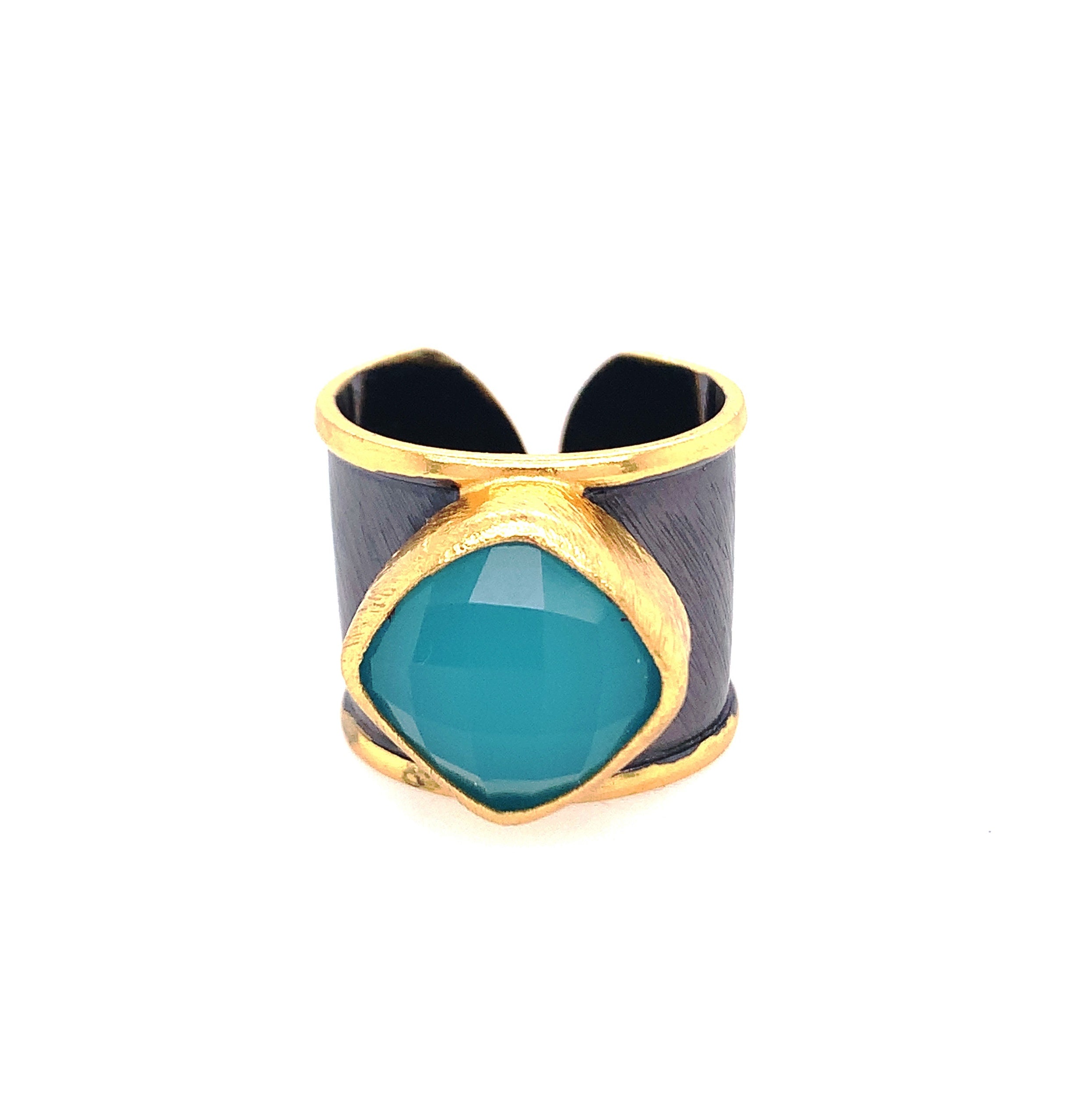 Two-Tone Chalcedony Cuff Ring