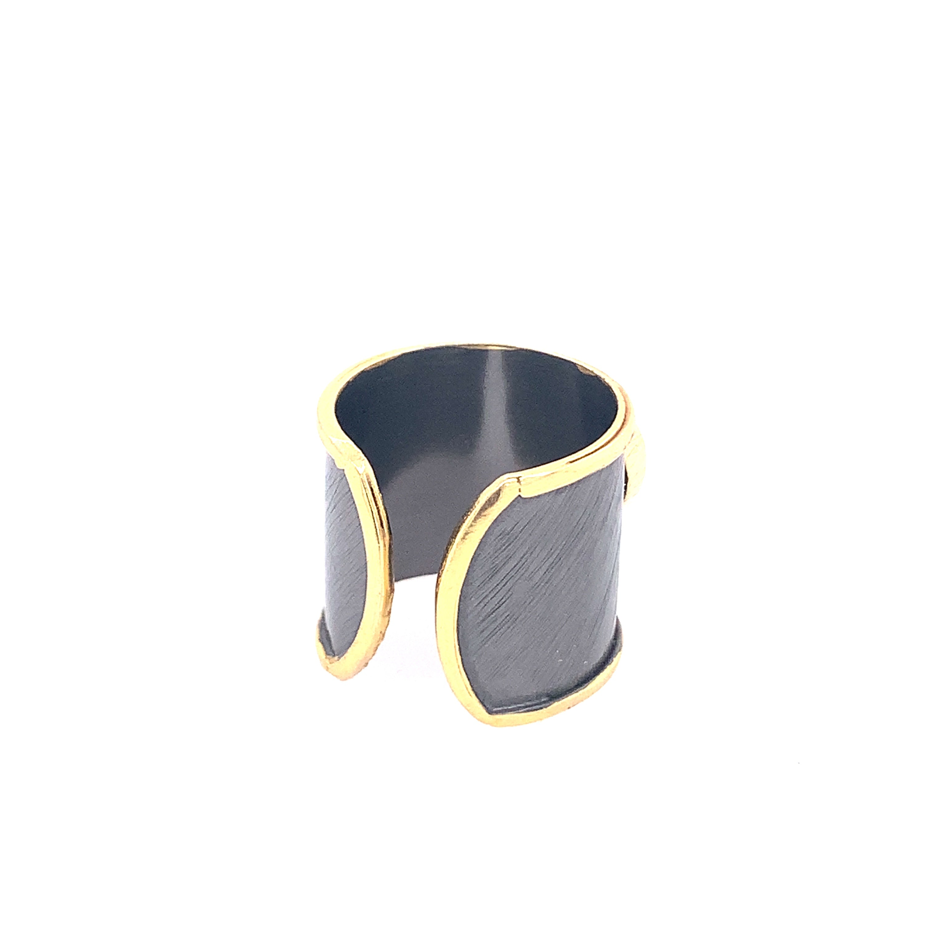 Two-Tone Black Onyx Cuff Ring