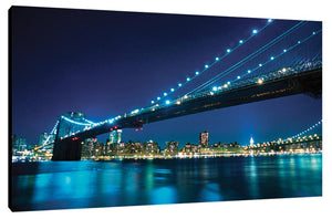 Brooklyn Bridge Lit Up At Night Wall Art Canvas City Ref B15 Led Superart