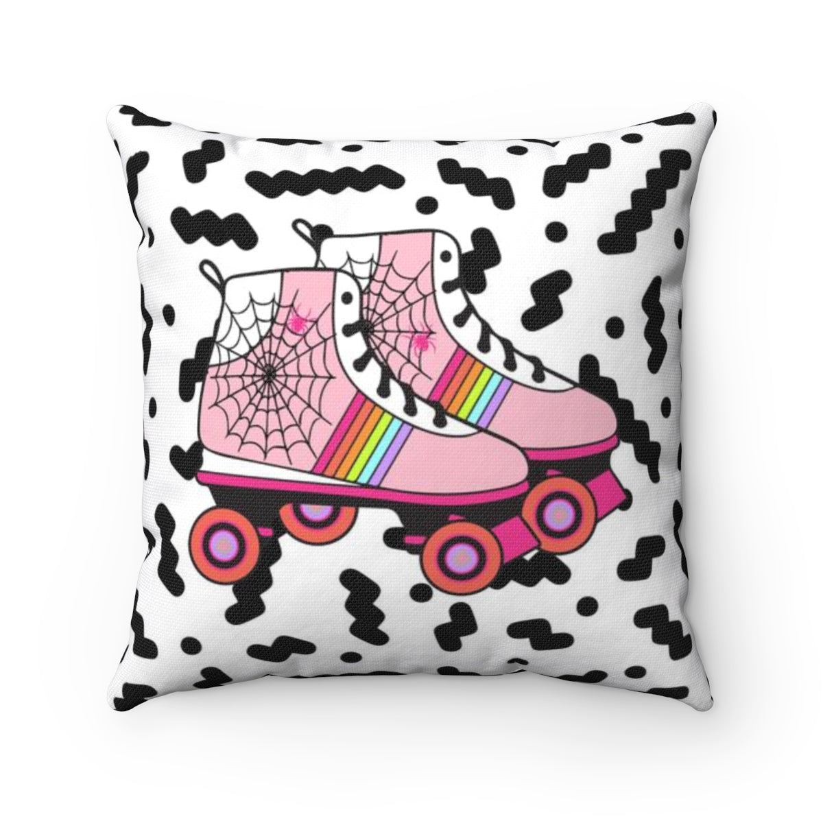 80's Inspired Halloween Rollerskate Throw Pillow