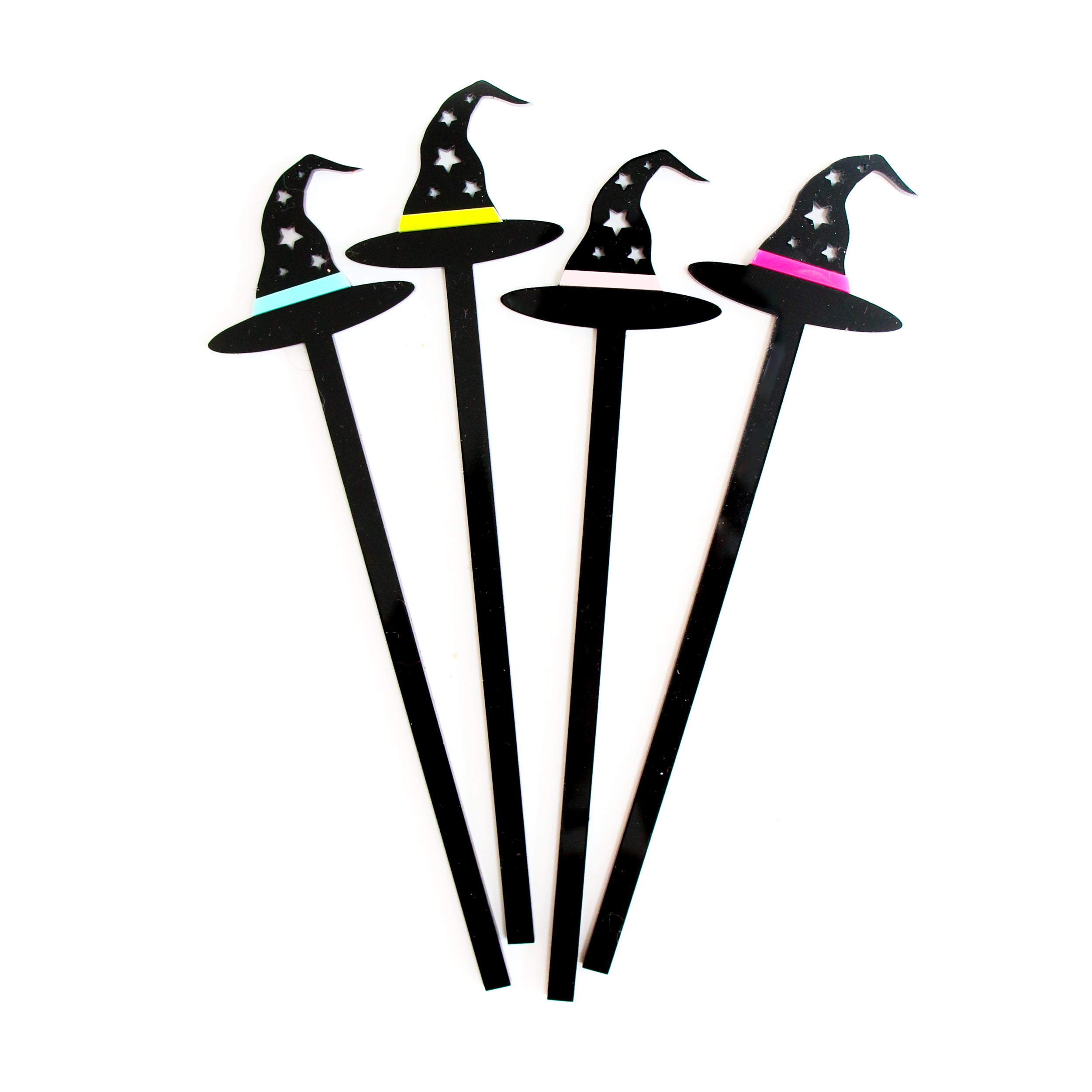 Acrylic Witch Hat Drink Stirrers - Halloween Cocktail Stirrer Set