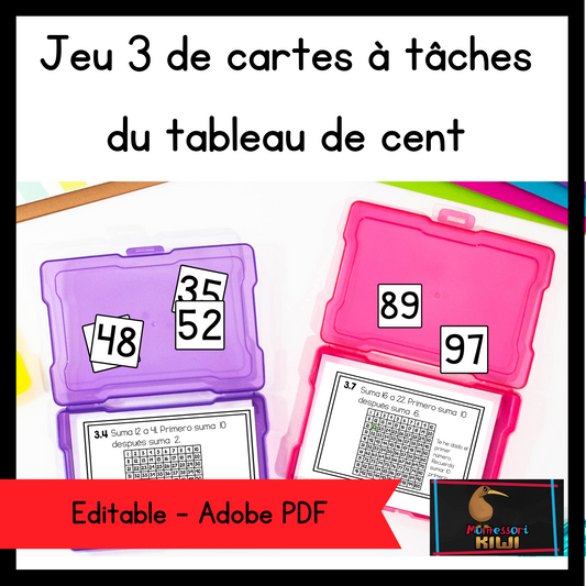 Jeu 1 de cartes à tâches du tableau de cent (Hundreds Boards set 1 French  Version)