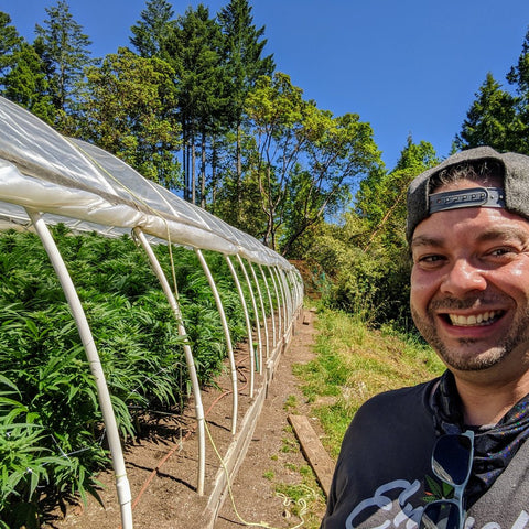 Victor at the weed farm