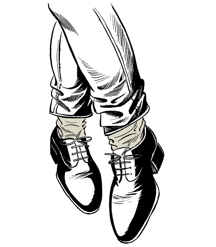 Don’t wear spanking-white athletic socks unless a sport or other physical activity is involved.