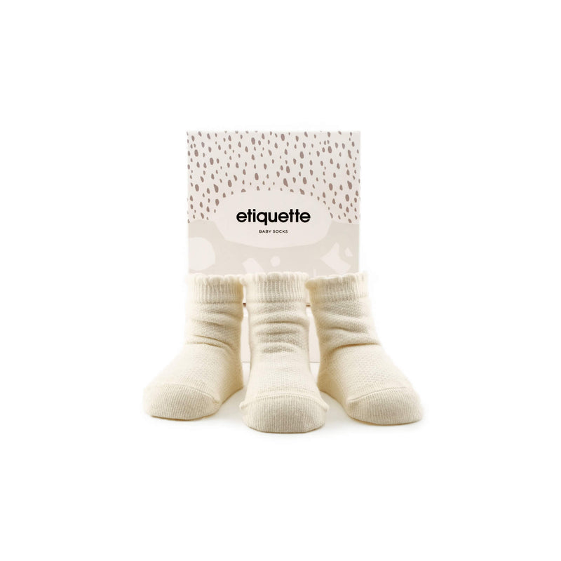 Cashmere Pique Baby Socks Gift Box - Ecru