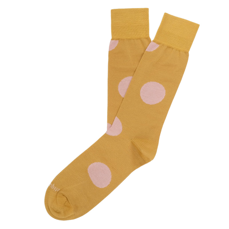 Big Dots Yellow - Men's Luxury Socks | Etiquette Clothiers