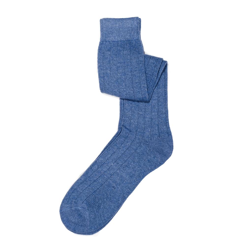 Men's Cashmere Knee High Sock Blue - made in Italy⎪Etiquette Clothiers