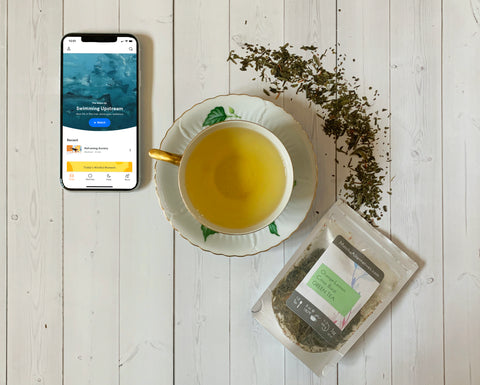 Citrus Burst loose leaf green tea and Headspace meditation app for mindful fitness