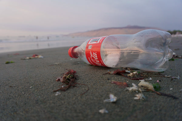 Coke pollution on beach