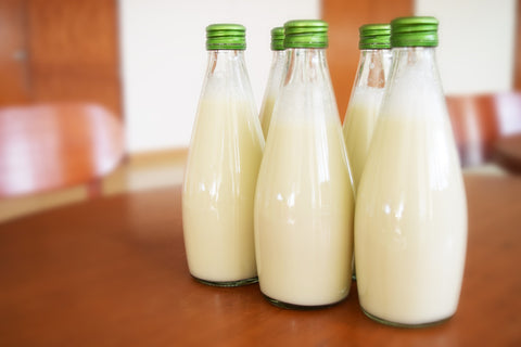 Different kinds of milk in bottles
