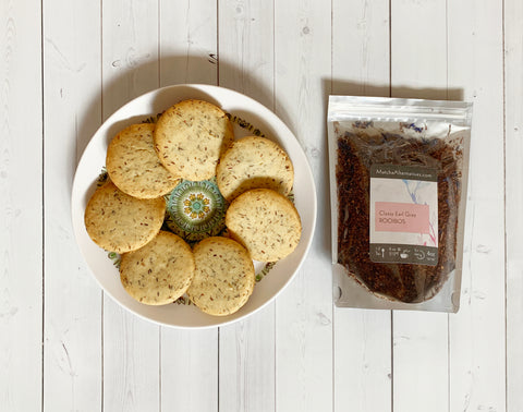 Earl Grey shortbread cookies with Matcha Alternatives loose leaf tea