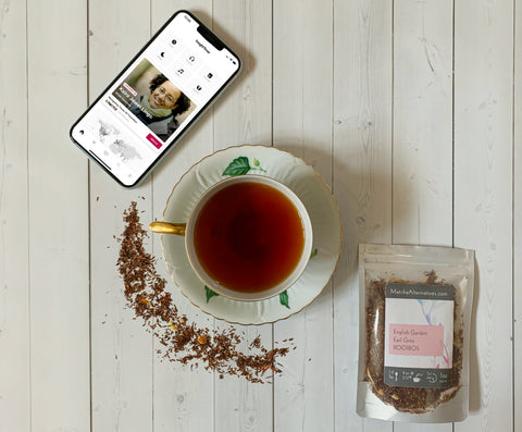 English Garden Earl Grey Rooibos loose leaf tea and Insight Timer meditation app for relaxation