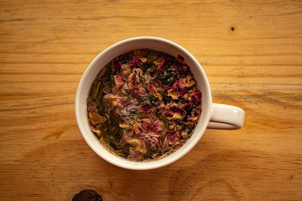 Herbal tea with rose petals
