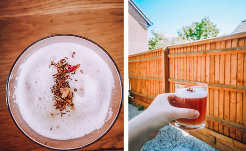 Rose Kiss tea mocktail with cherry rooibos